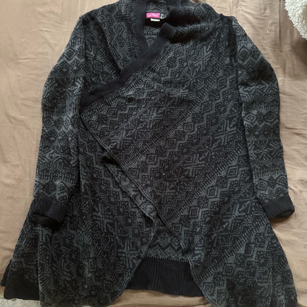 Say What? Black and Gray Patterned Cardigan